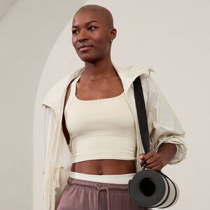 Athleta Aurora Seamless Strappy Rib Crop Tank Bone Small